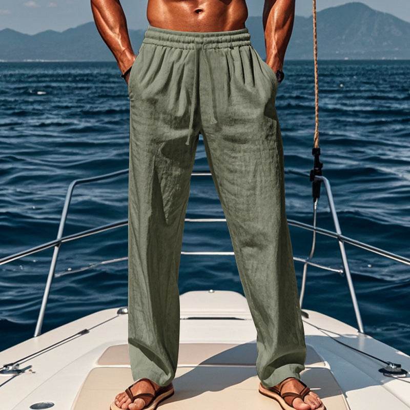 Breathable Cotton-Linen Leisure Sports Trousers - Mid Waist, Multiple Colors - Buy Center US