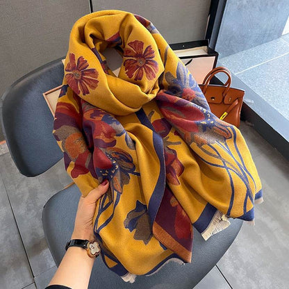 Cozy Double-sided Winter Scarf - Thicken Imitation Cashmere Shawl - Buy Center US