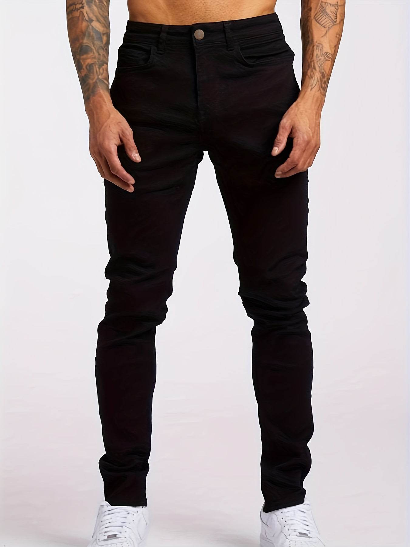 Men's Skinny Fit Stretch Denim Jeans - Light Blue All-Season Slim Style - Buy Center US
