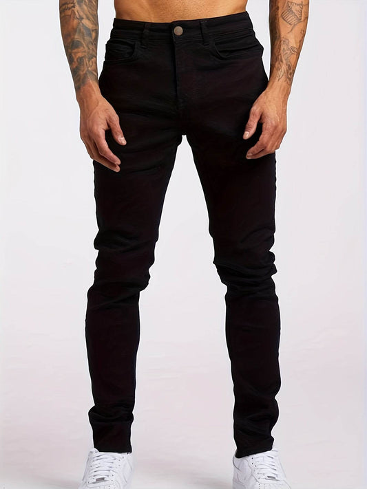 Men's Skinny Fit Stretch Denim Jeans - Light Blue All-Season Slim Style - Buy Center US