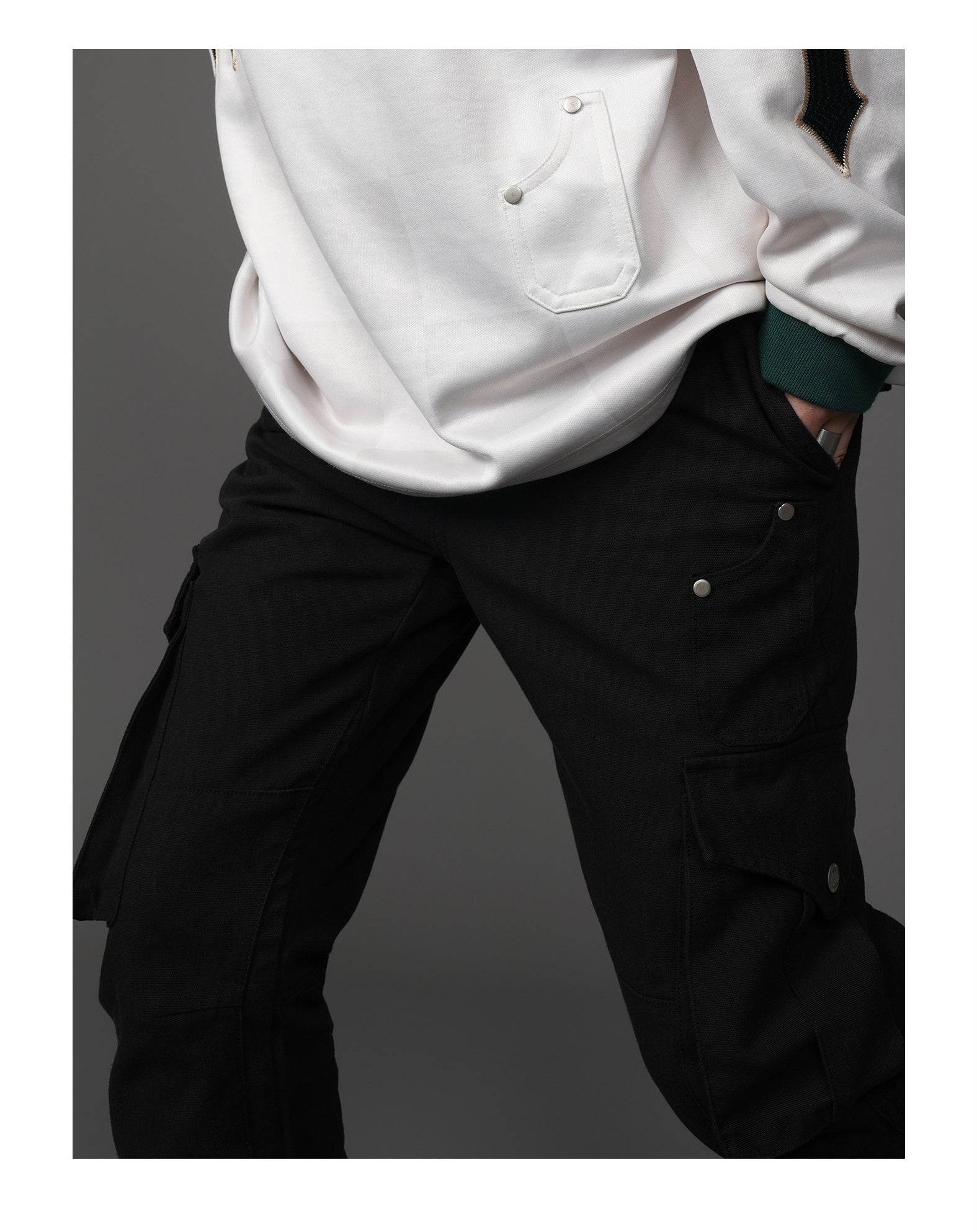 Buycenter Retro Two-color Casual Micro-flare Pants for Youth - Khaki & Black - Buy Center US