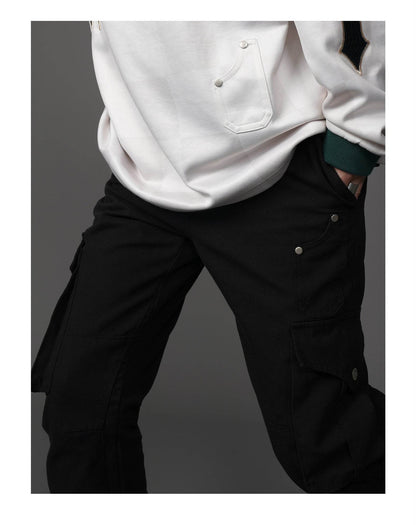 Buycenter Retro Two-color Casual Micro-flare Pants for Youth - Khaki & Black - Buy Center US