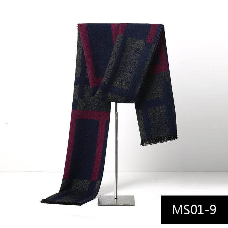 Buycenter Men's Cashmere Warm Scarf - Stylish Grid Design for Autumn - Buy Center US