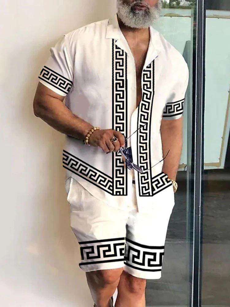 Buycenter Men's Floral 3D Printed Polo Shirt & Shorts Suit - Slim Fit - Buy Center US