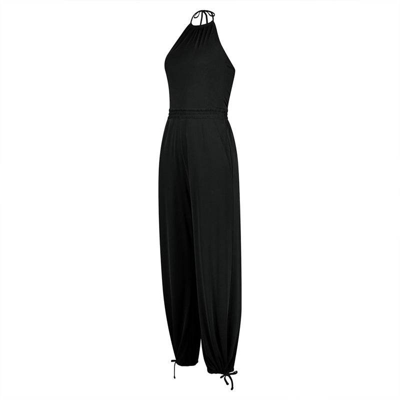 Women's Halter Fitness Jumpsuit - Breathable Viscose, Lightweight Design - Buy Center US