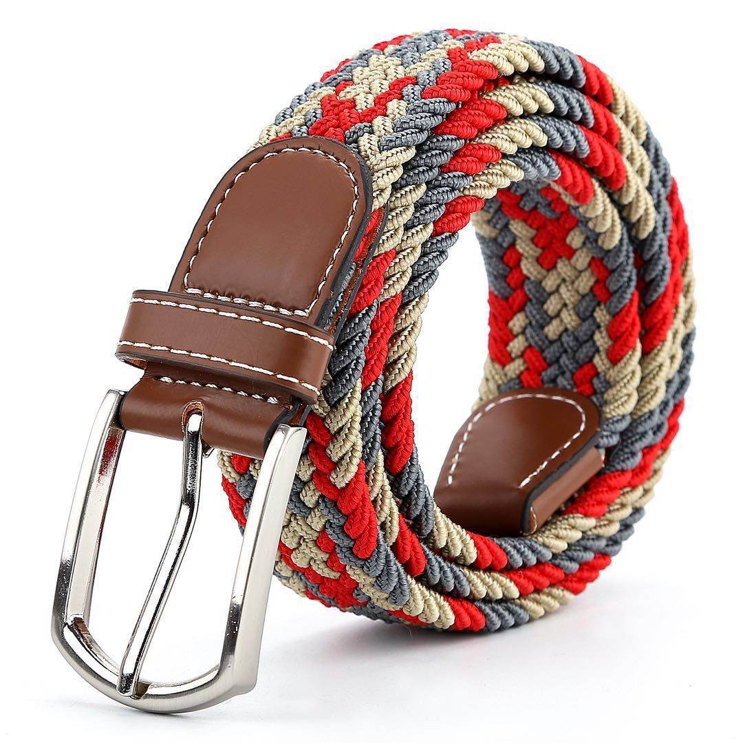 Buycenter Men's Casual Stretch Woven Leather Belt - Bohemian Style, Various Colors - Buy Center US