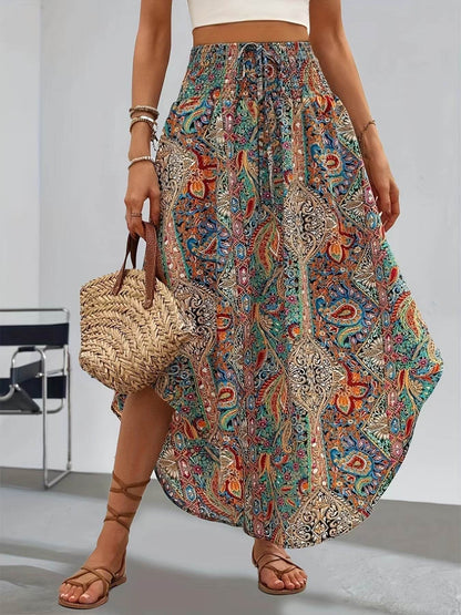 Casual Personality Printed A-Line Skirt - Floral Polyester Design - Buy Center US