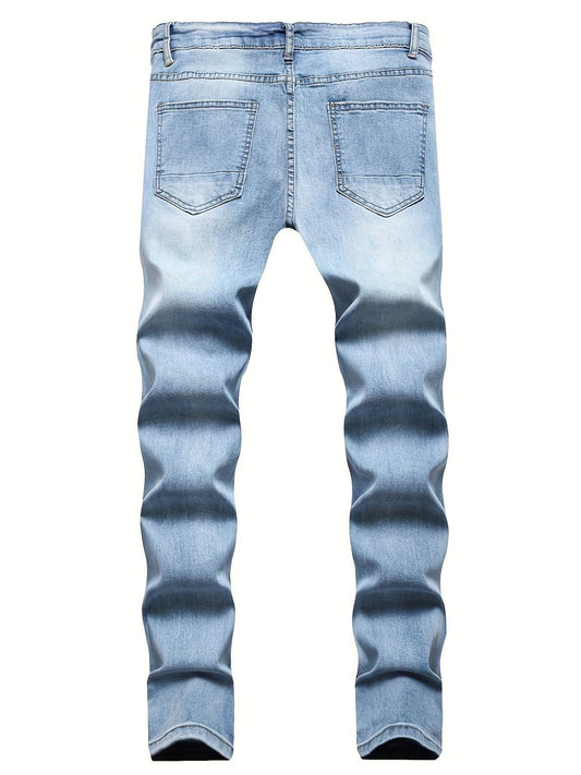 Men's Casual Skinny Jeans - High-Quality, Trendy Raw Wash Design - Buy Center US