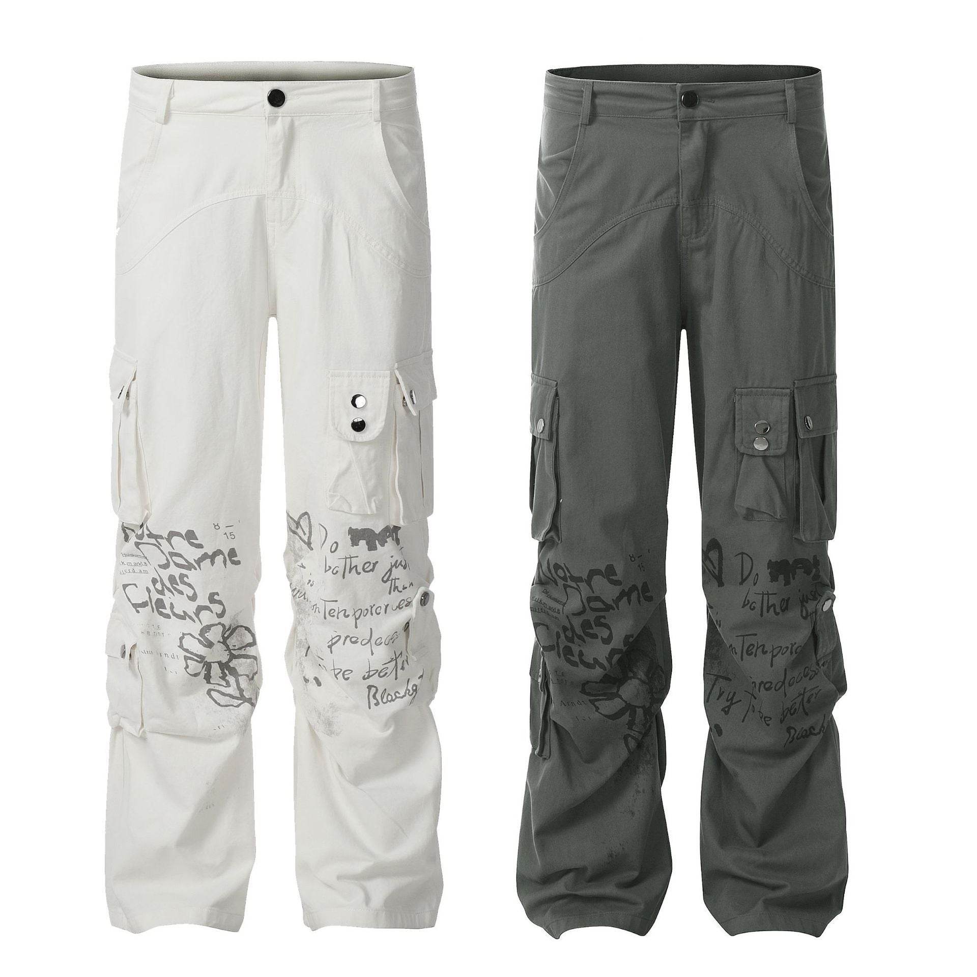 Buycenter Men's Straight White Overalls - American Fashion Casual Style - Buy Center US