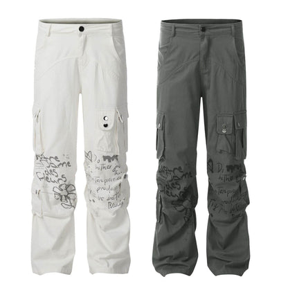 Buycenter Men's Straight White Overalls - American Fashion Casual Style - Buy Center US
