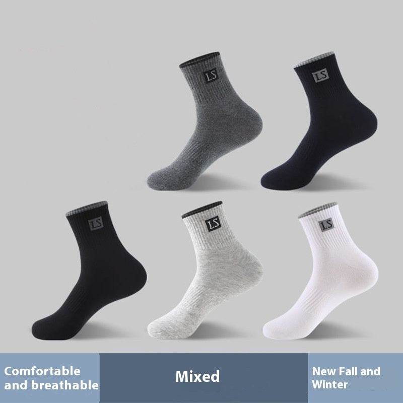 Buycenter Men's Mid-Calf Socks - Pure Color Casual Sports Style - Buy Center US