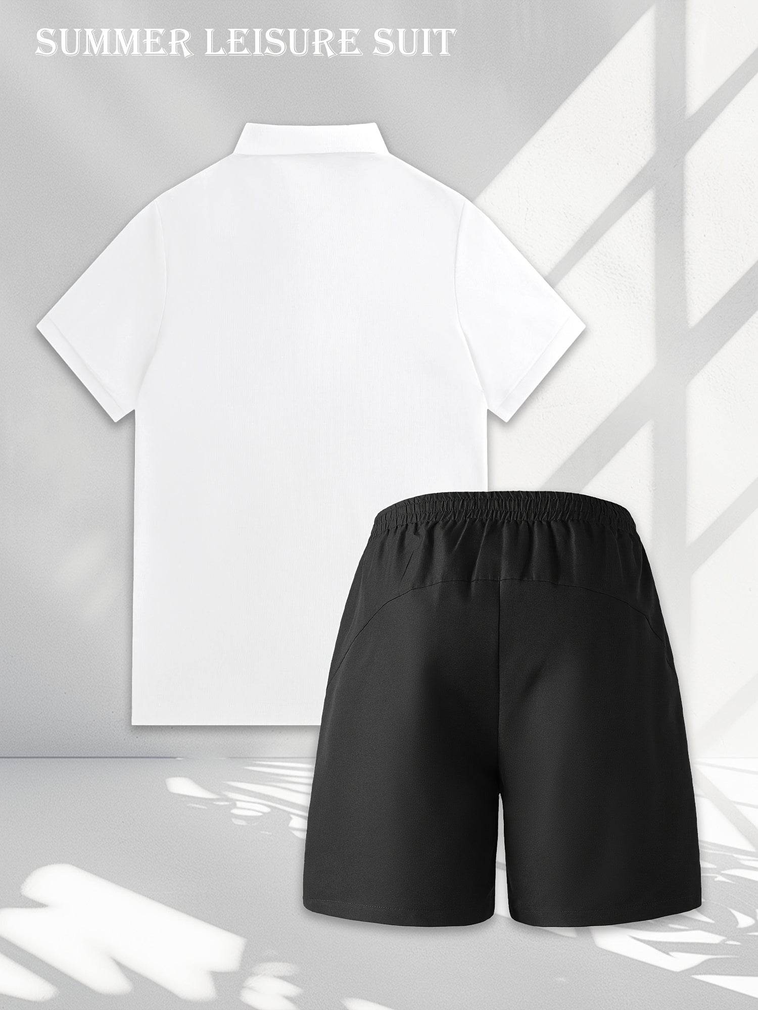 Men's Summer Black Polo & Shorts Set - Casual Golf Style, Loose Fit - Buy Center US