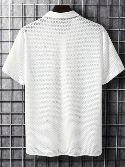 Men's Summer Slim Fit Lapel Shirt - Breathable Semi-Sheer Button Up Top - Buy Center US