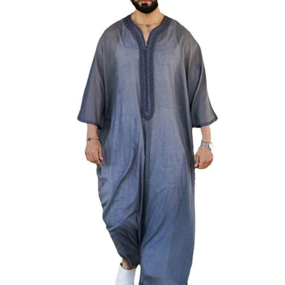 Buycenter Gray Linen Casual Robe for Youth - Loose Pullover Style - Buy Center US