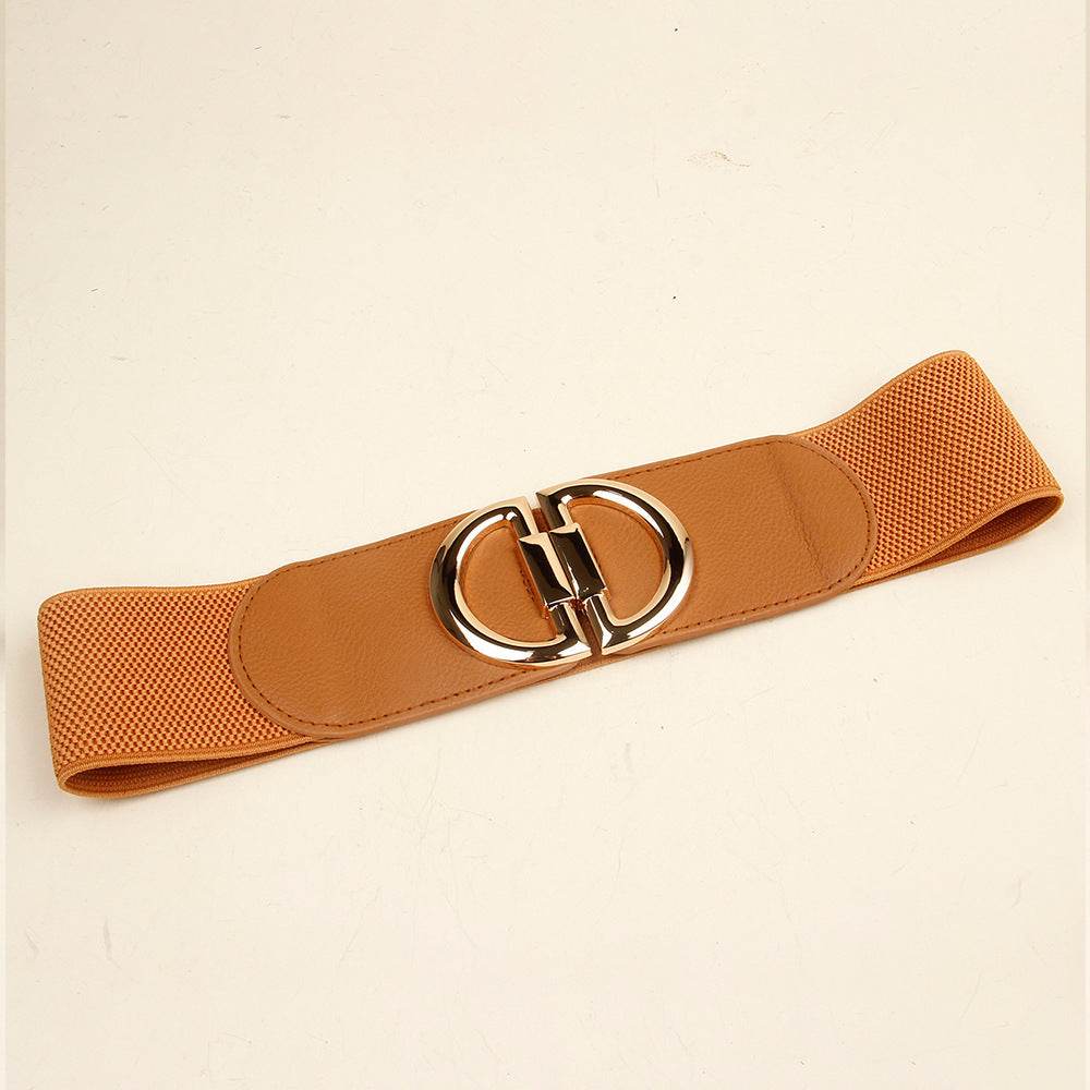 Stylish Women's Wide Belt with Elastic Buckles - Multiple Colors Available - Buy Center US