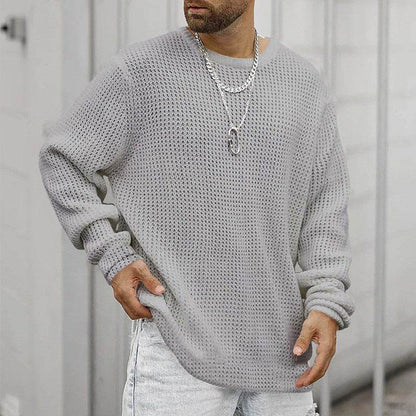 Casual Men's Long Sleeve Crew Neck Pullover - Loose Fit, Multiple Colors - Buy Center US