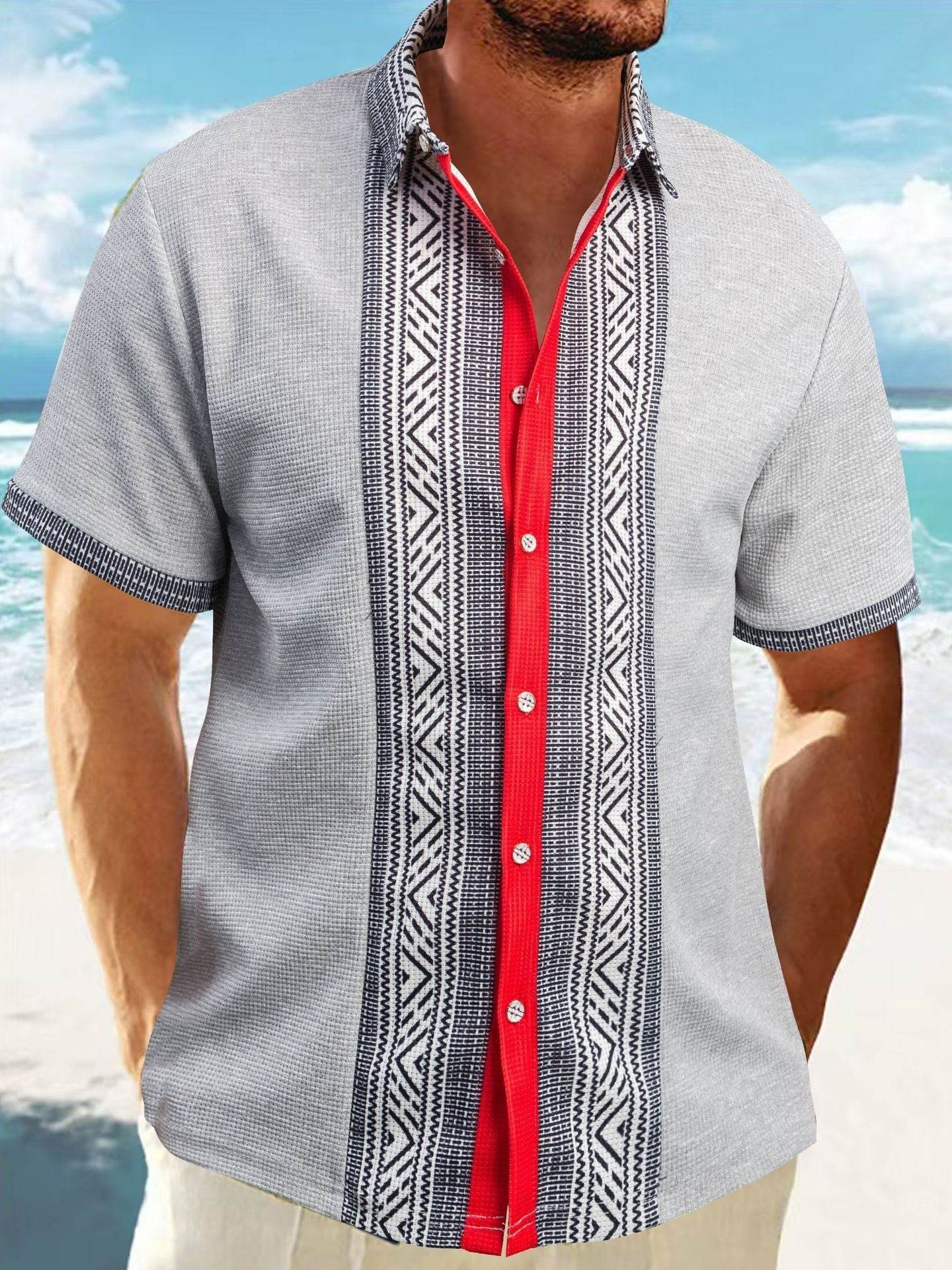 Buycenter Men's Printed Button Short Sleeve Shirt - S-XXXL Available - Buy Center US