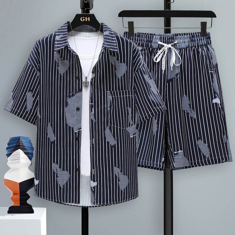 Buycenter Men's Short-Sleeved Sports Suit - Cool Two-Piece Set for Teens - Buy Center US