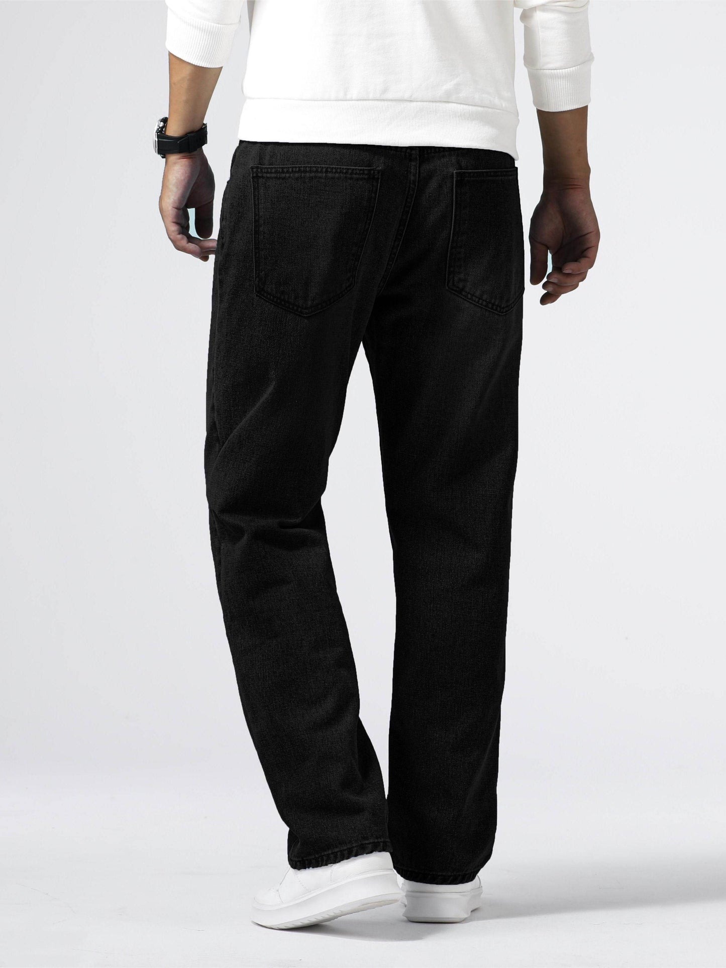 Men's Loose Fit Straight Leg Jeans - 85% Cotton Casual Denim Style - Buy Center US