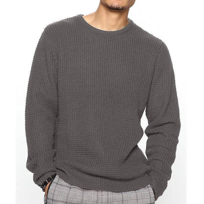 Casual Men's Long Sleeve Crew Neck Pullover - Loose Fit, Multiple Colors - Buy Center US