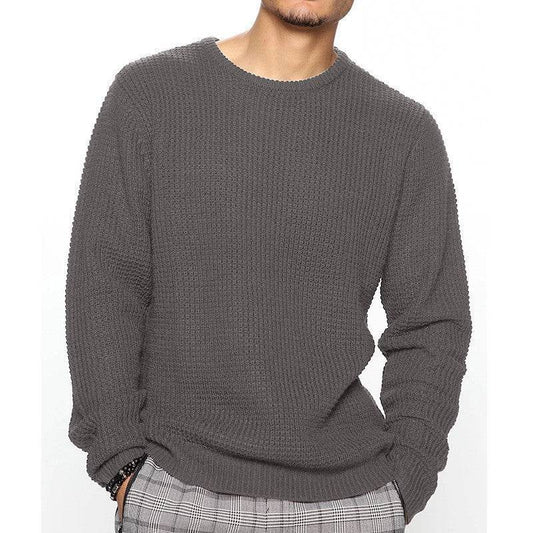 Casual Men's Long Sleeve Crew Neck Pullover - Loose Fit, Multiple Colors - Buy Center US
