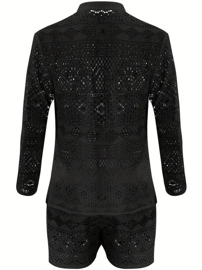 Men's Lace Sheer 2-Piece Shirt and Shorts Set - Sexy Summer Outfit - Buy Center US