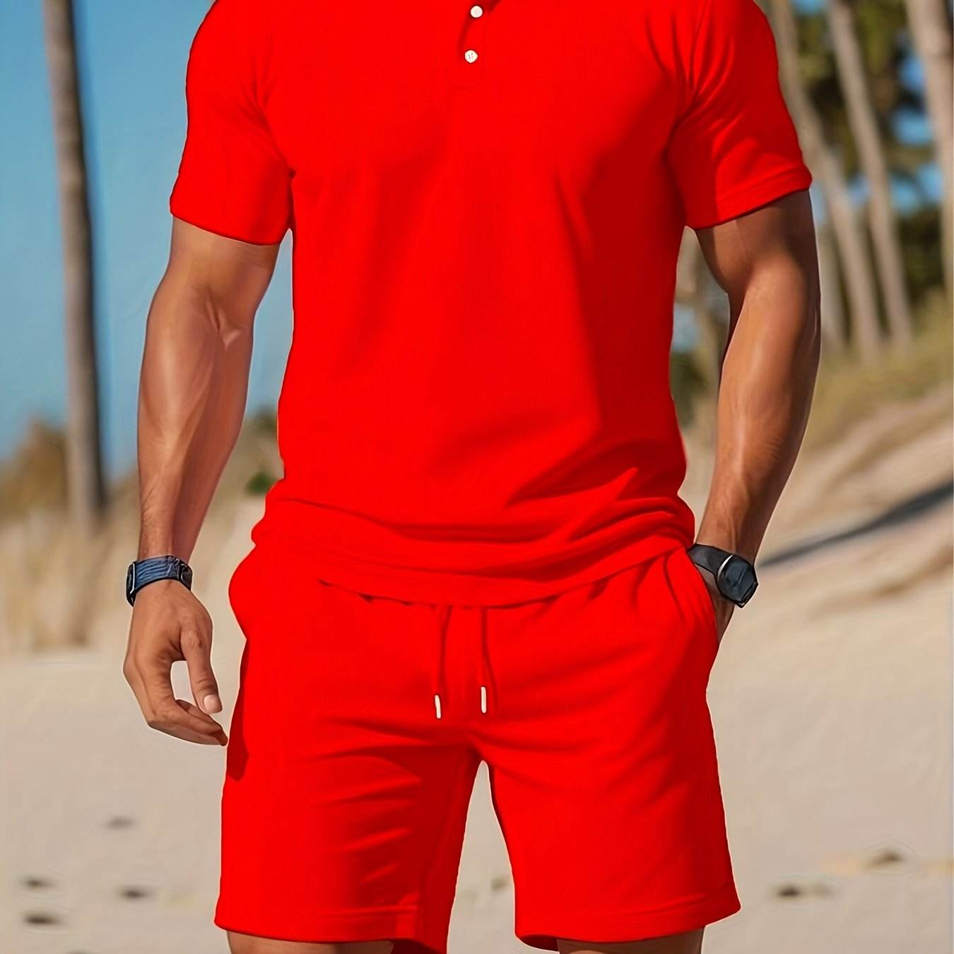 Men's Casual Summer Polo & Shorts Set - Breathable Quick-Dry Fabric - Buy Center US