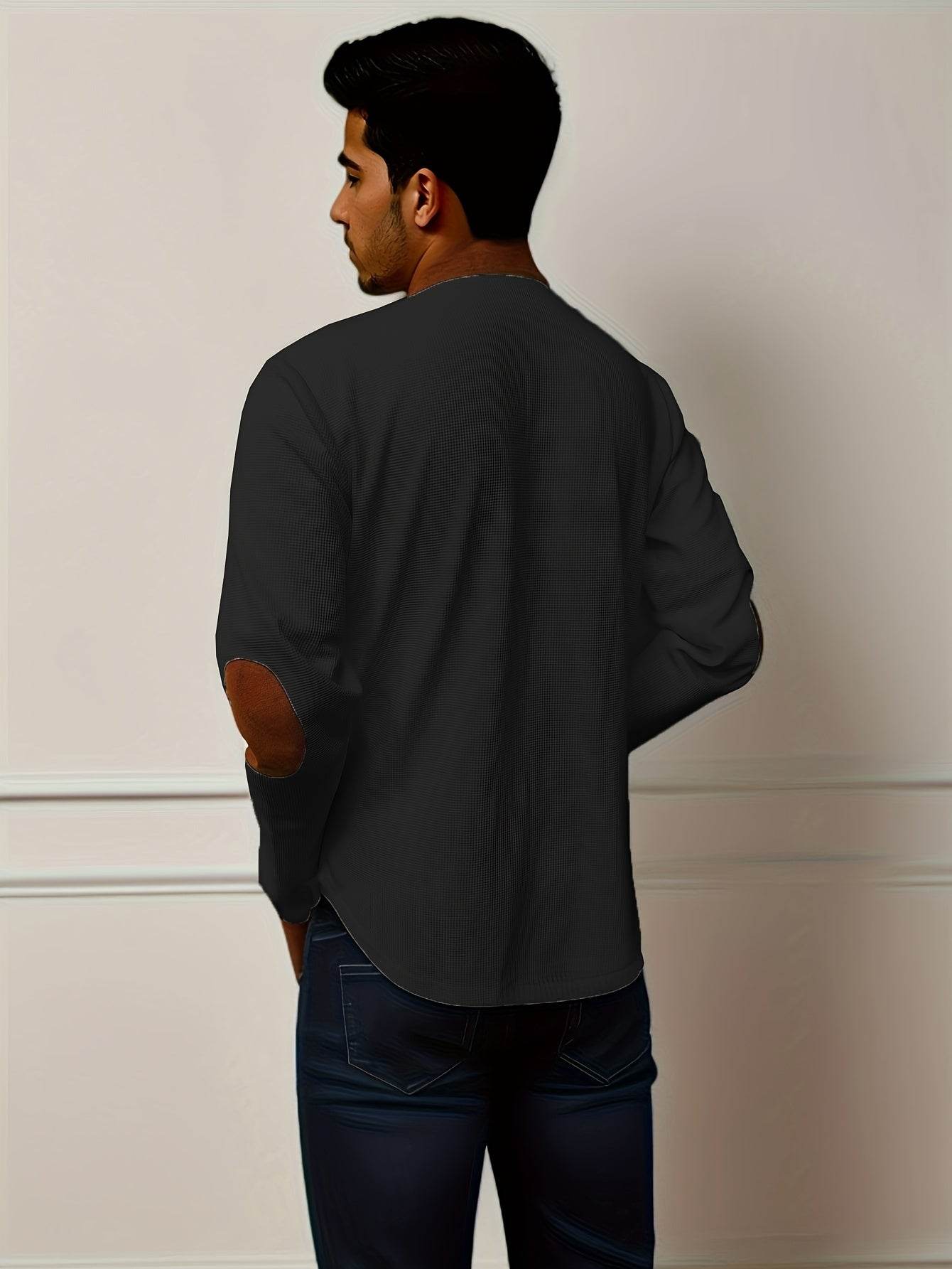 Men's Color Block Waffle Knit Henley Shirt - Breathable & Stylish Top - Buy Center US
