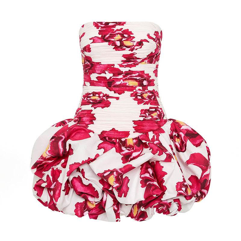 Floral Off-the-Shoulder Tube Top Dress - Sexy High Waist Pettiskirt - Buy Center US