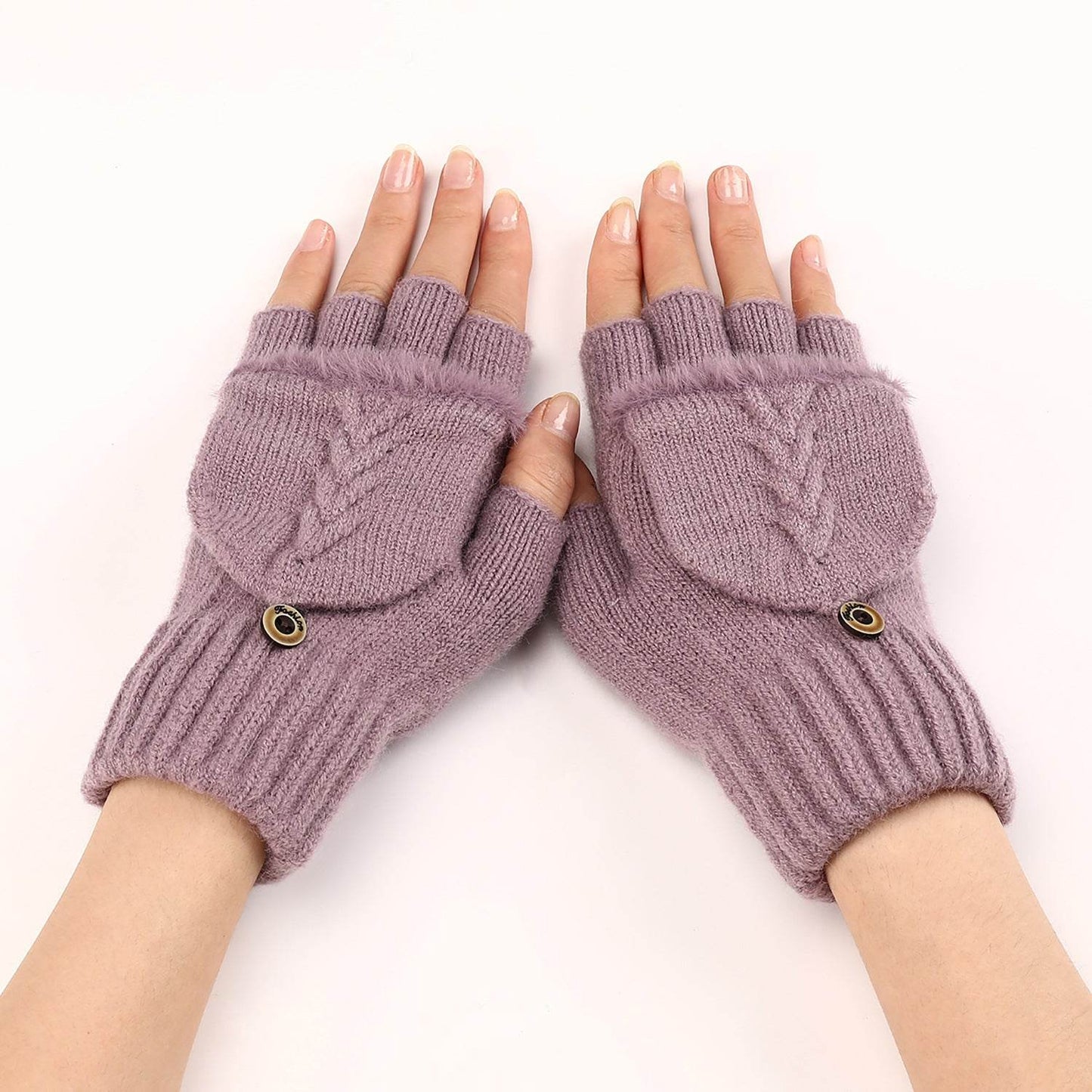 Women's Warm Wool Fingerless Gloves - Fashionable & Touchscreen Ready - Buy Center US