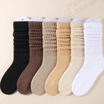 Stylish Pile Style Maillard Socks for Women - High Cylinder, Solid Colors - Buy Center US