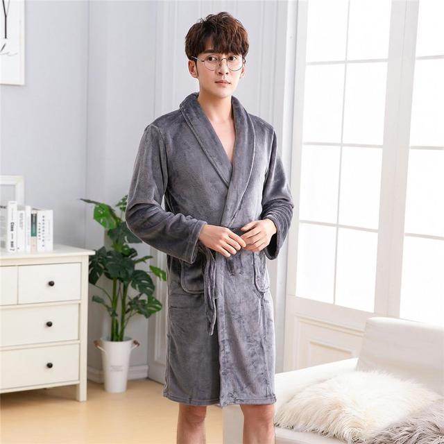 Buycenter Elegant Winter Flannel Robe Gown - Comfortable Casual Sleepwear - Buy Center US