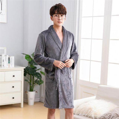 Buycenter Elegant Winter Flannel Robe Gown - Comfortable Casual Sleepwear - Buy Center US