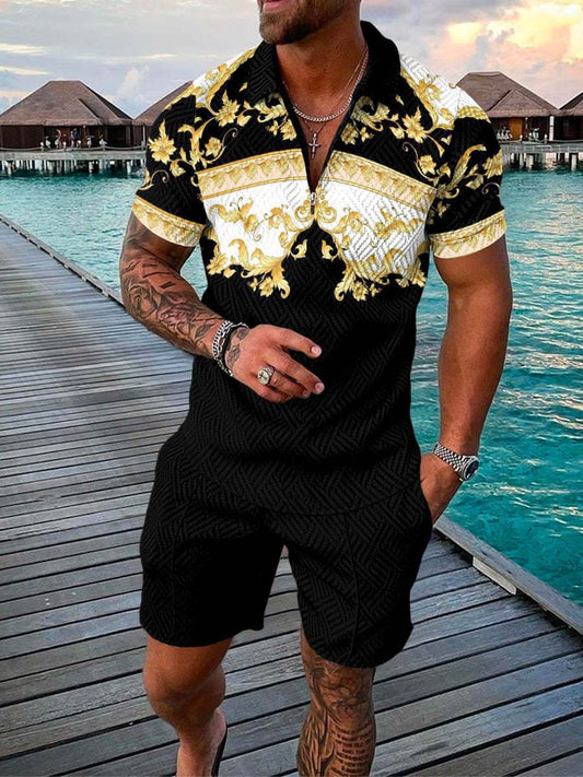 Men's Summer 3D Printed Geometric Short Sleeve Shirt Set - Hip Hop Style - Buy Center US