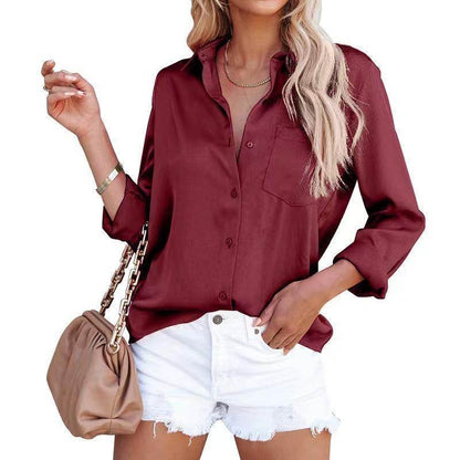 Women's Spring Long Sleeve V-Neck Top - European & American Styles - Buy Center US
