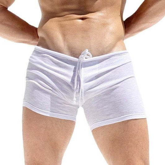 Buycenter Men's Fitness Tight Lace-Up Shorts - Striped Polyester Athletic Wear - Buy Center US