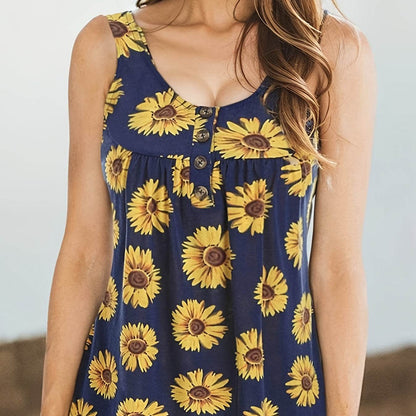 Elegant Ladies' Sunflower Print Casual Vest - Lightweight Summer Style - Buy Center US