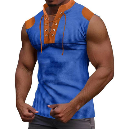 Casual Multicolor V-Neck Sleeveless T-Shirt - Summer Essential for Youth - Buy Center US