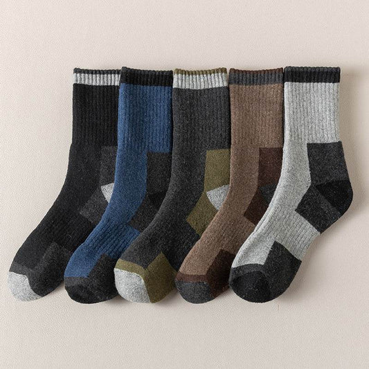 Buycenter Men's Wool Socks - Fleece Lined, Padded Warmth (5 Pairs) - Buy Center US