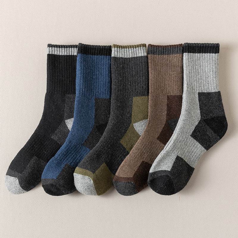 Buycenter Men's Wool Socks - Fleece Lined, Padded Warmth (5 Pairs) - Buy Center US