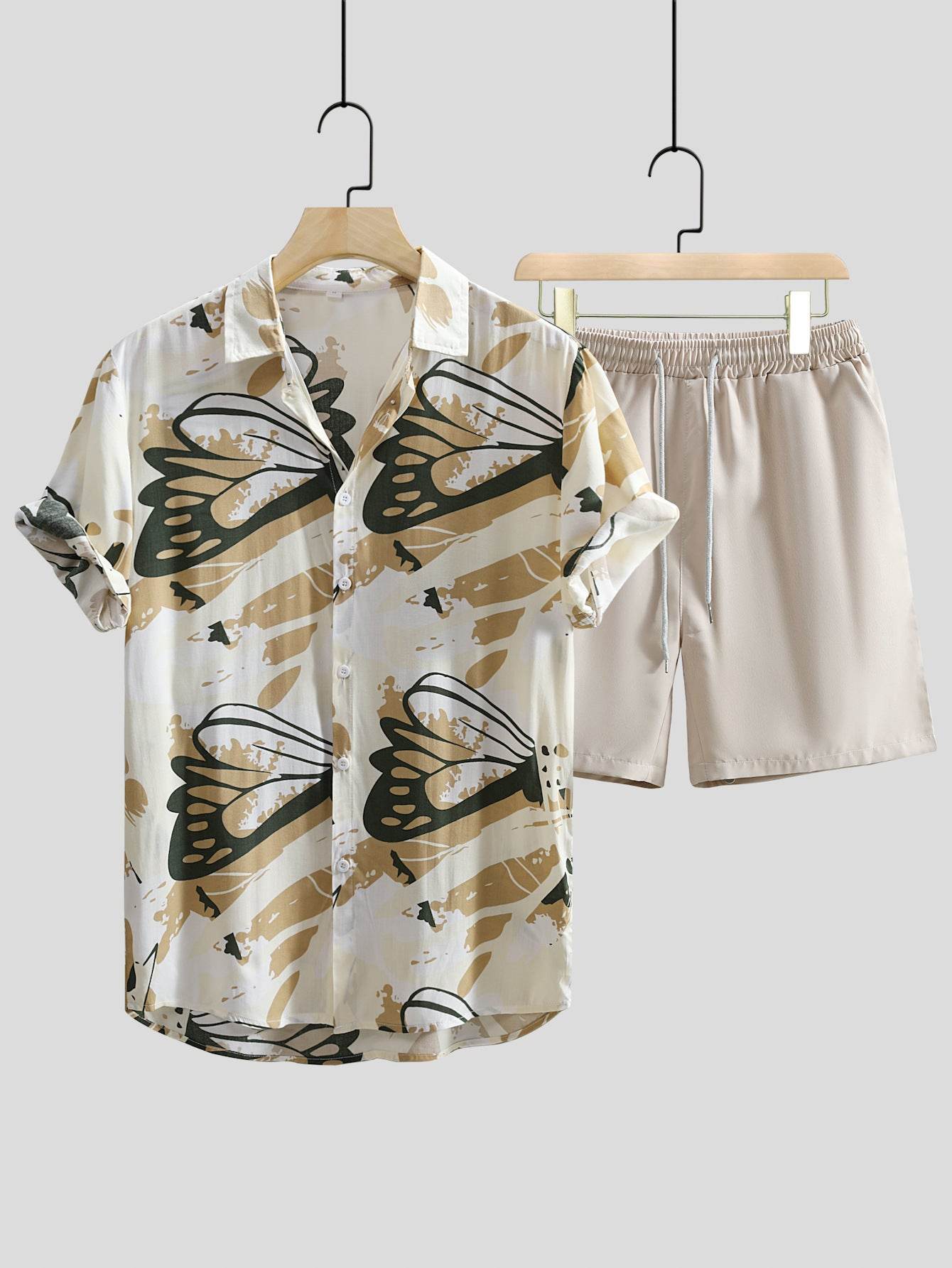 Buycenter Men's Casual Printed Short Sleeve Shirt & Pants Outfit Set - Buy Center US