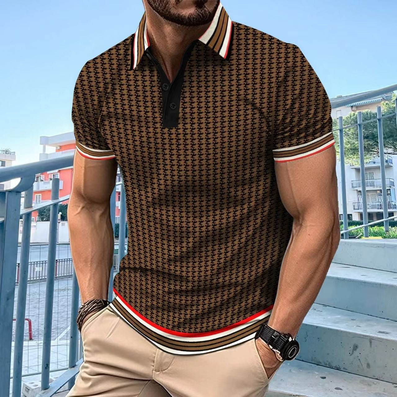 Color Block Short Sleeve T-shirt Top - Stylish & Casual Polyester Wear - Buy Center US