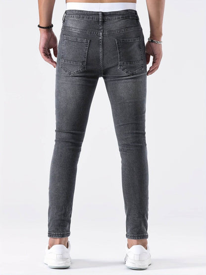 Men's Slim Fit Ripped Jeans - Distressed Medium Stretch Street Style - Buy Center US