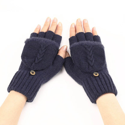 Women's Warm Wool Fingerless Gloves - Fashionable & Touchscreen Ready - Buy Center US