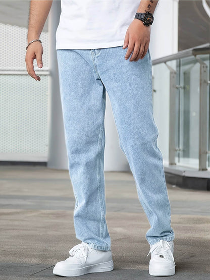 Loose Fit Men's Jeans - Cotton Blend, All-Season Basics for Adults - Buy Center US
