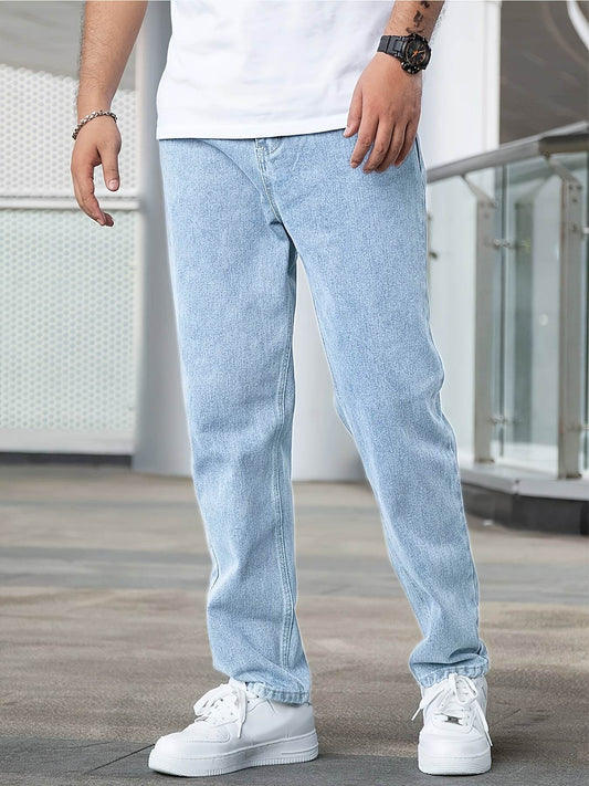 Loose Fit Men's Jeans - Cotton Blend, All-Season Basics for Adults - Buy Center US