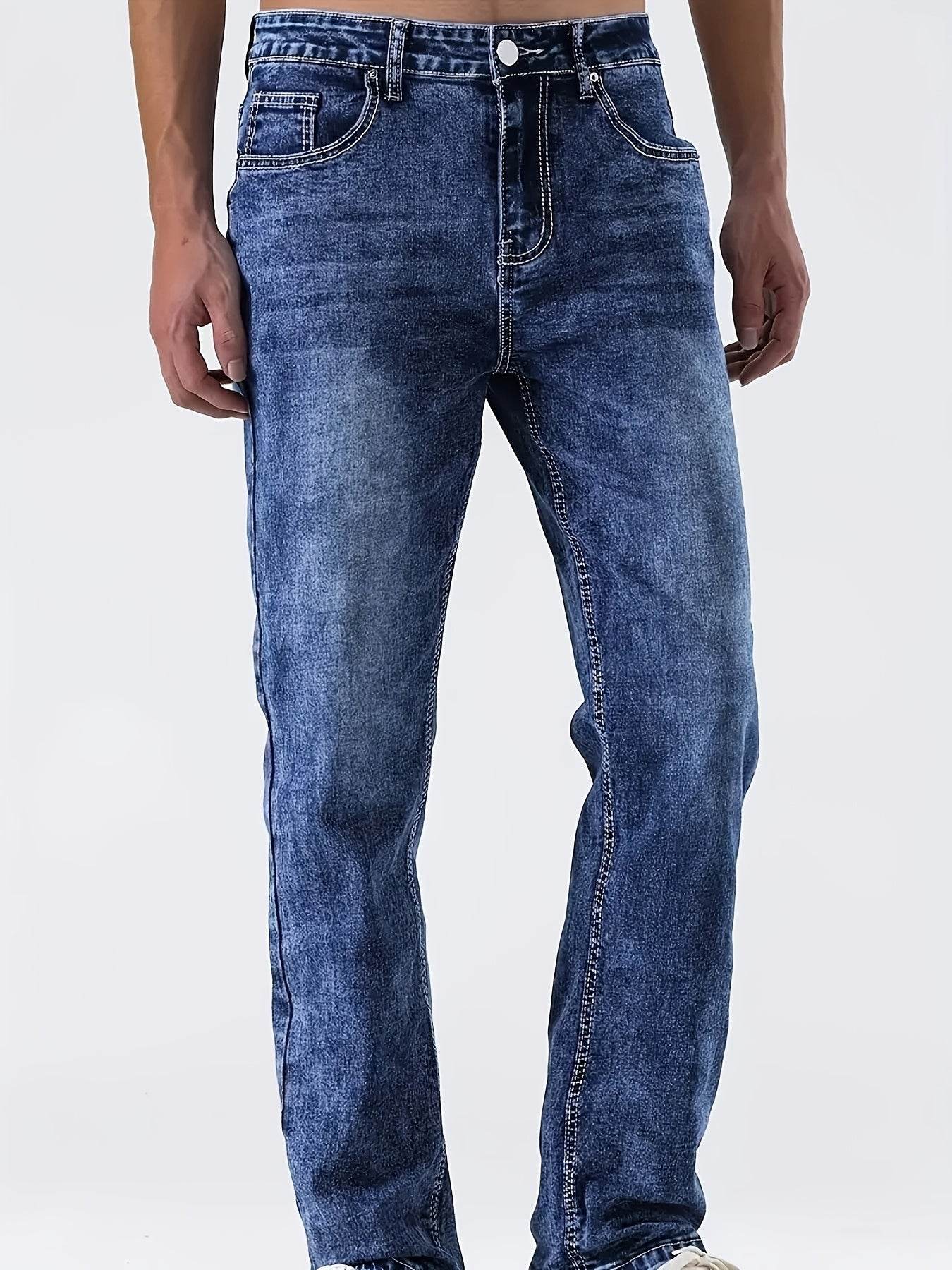 Men's Casual Straight Leg Jeans - 2024 New Style with Elastic Fit - Buy Center US