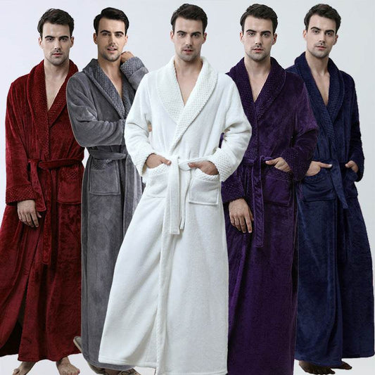 Buycenter Men's Winter Coral Fleece Nightgown - Cozy Thickened Pajamas - Buy Center US