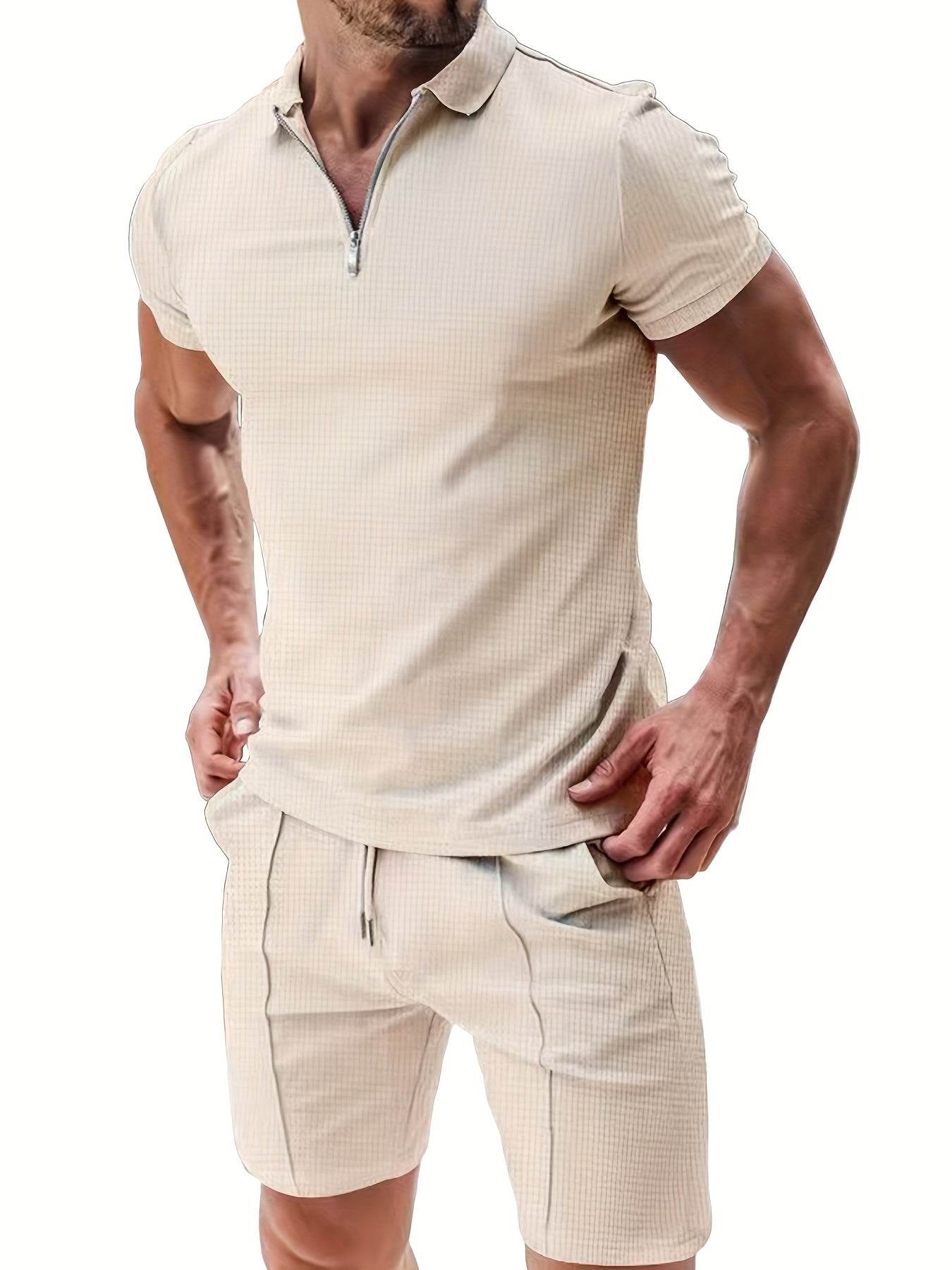 Men's Summer 2-Piece Set - Striped Casual T-Shirt & Shorts Outfit - Buy Center US