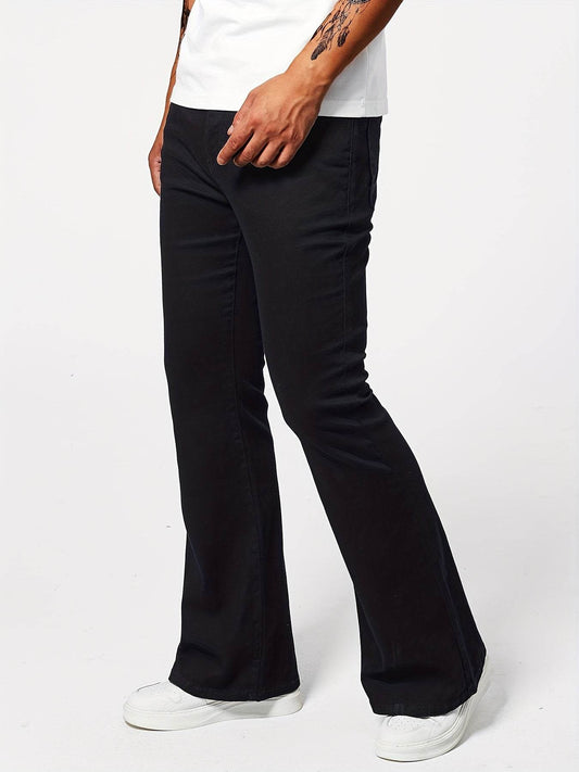 Men's Slim-Fit Solid Denim Pants - Casual Cotton Jeans for Outdoor Use - Buy Center US